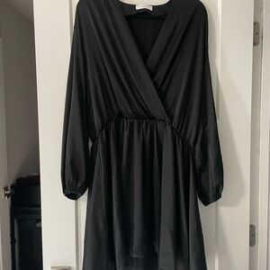 Taylor Tillman 97% Silk Black Wrap Dress